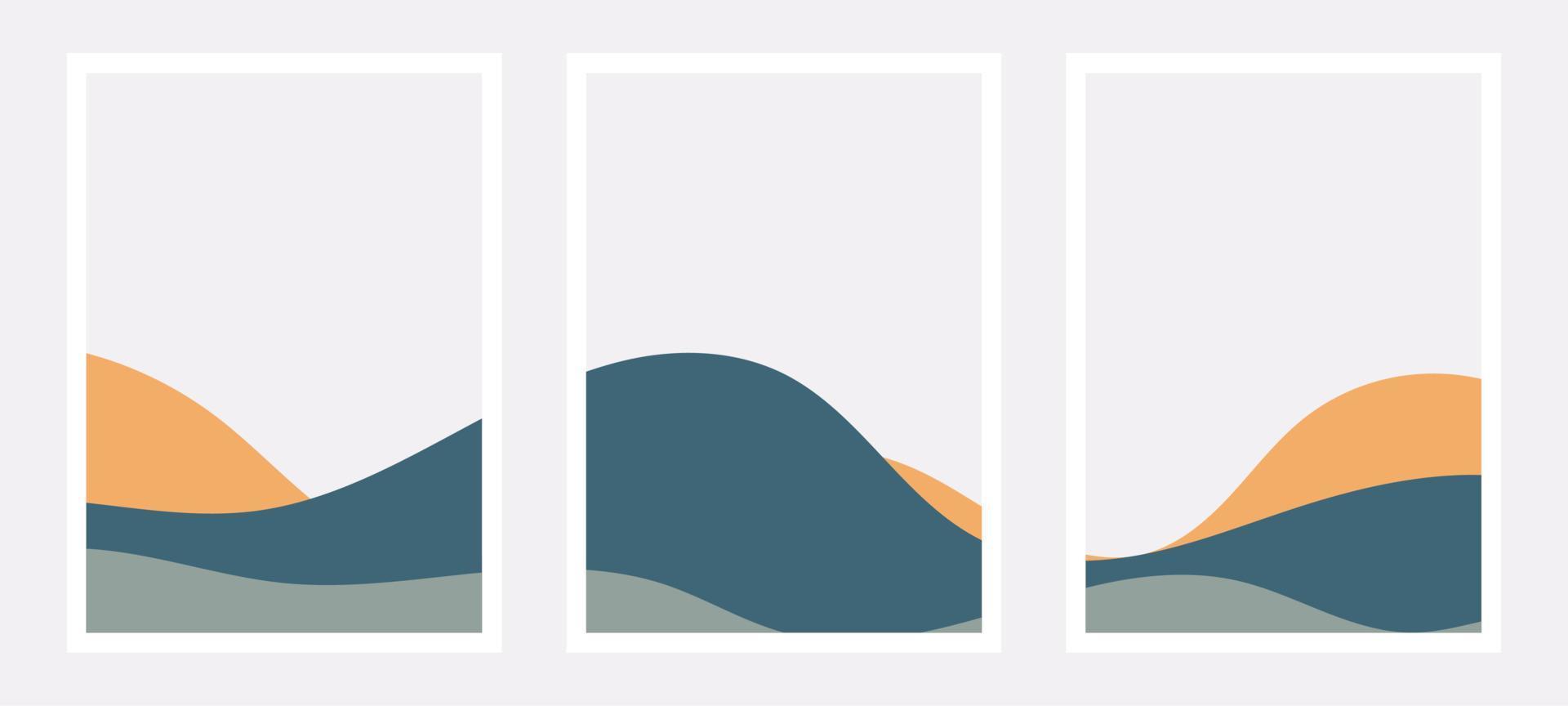 Abstract wave mountain for home decor. Abstract art print. Mountain and wave art print. Wave mountain home decor. vector
