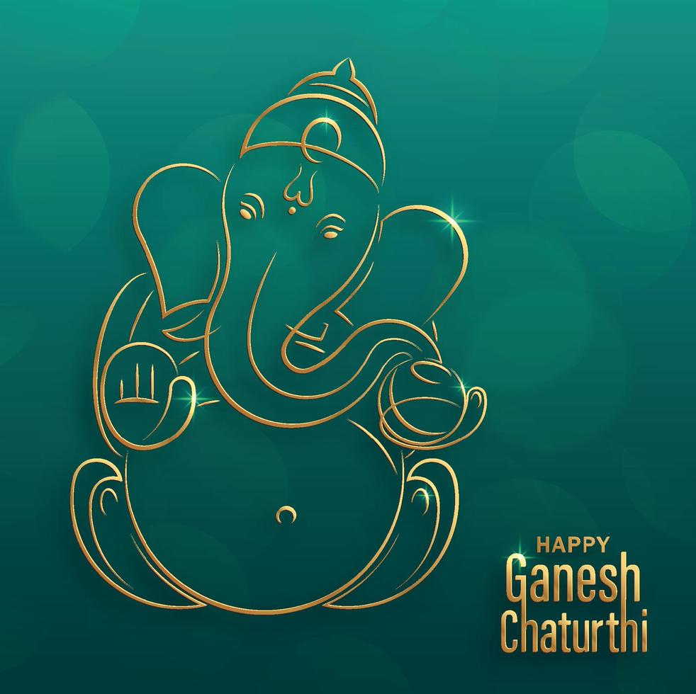 Happy festival of Ganesh Chaturthi with gold lord Ganesha illustration vector