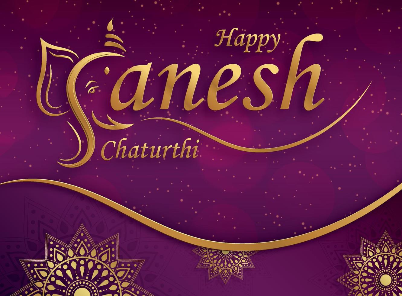 Happy festival of Ganesh Chaturthi with gold lord Ganesha illustration vector