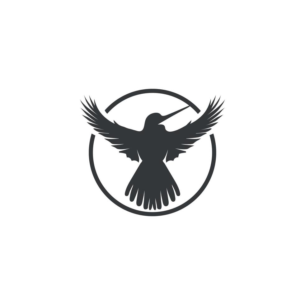 logotipo de colibrí extendiendo las alas en un círculo vector