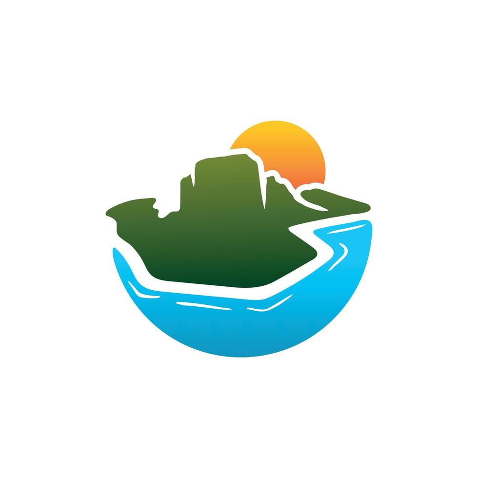 logotipo de la isla mauricio con hermosa playa vector