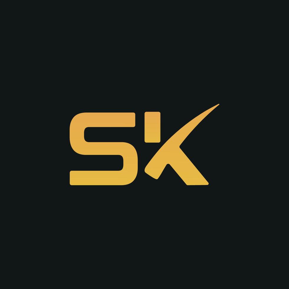 letter SK logo with mine hammer k style vector