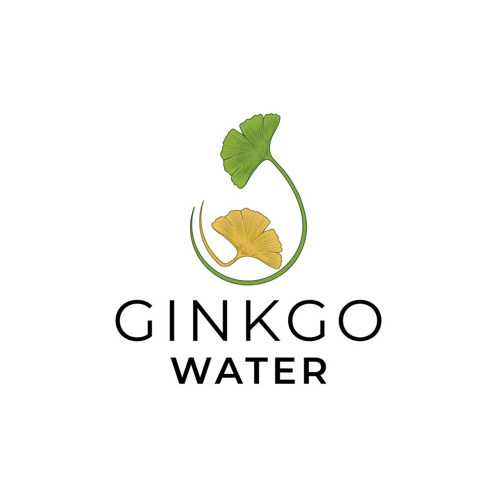 logotipo de 2 hojas de ginkgo en forma de agua vector