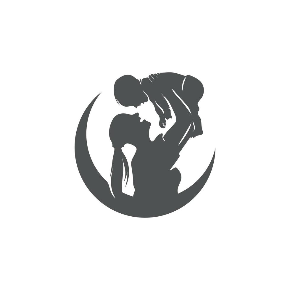 logo of a mother who loves her child, who is lifting up vector