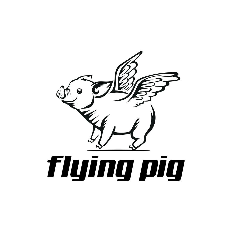 The winged pig logo is flying vector