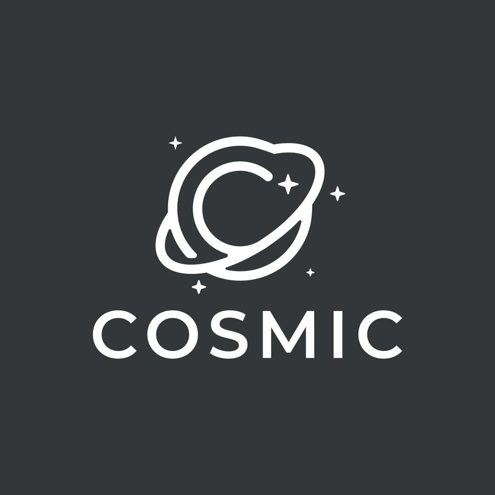el logo de la letra c que forma el planeta cósmico vector