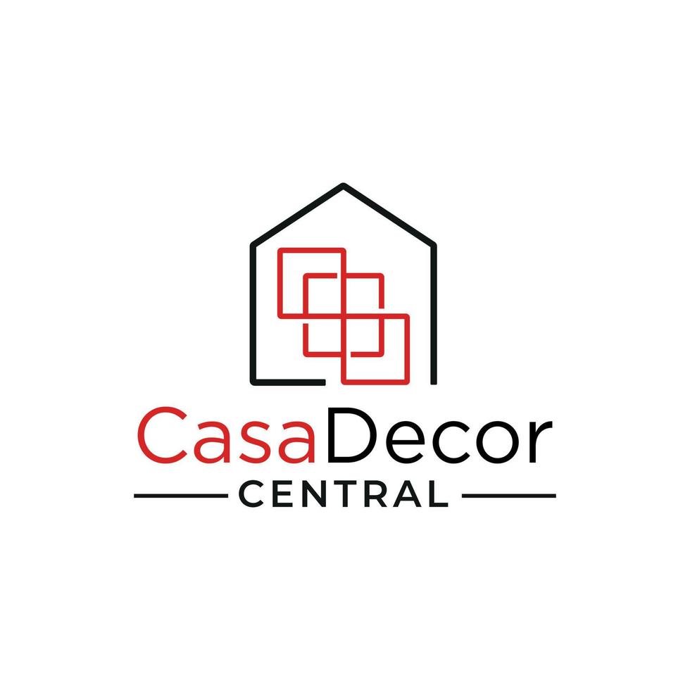 logotipo de decoración del hogar con ventana abstracta vector