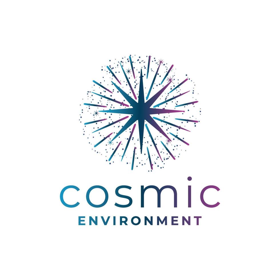 cosmic environment logo with a star circling the center of the star in the center vector