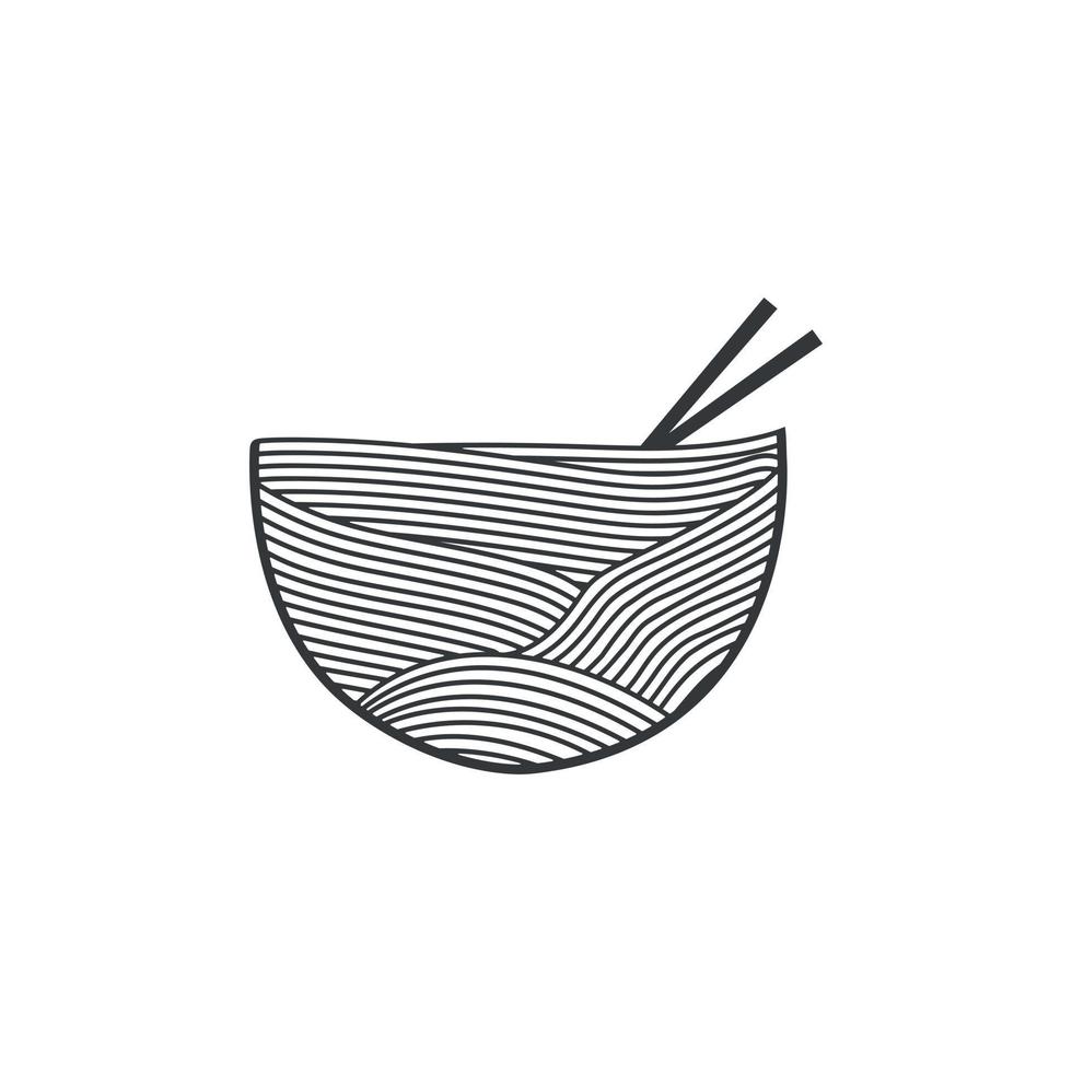 noodle style bowl logo with chopsticks vector