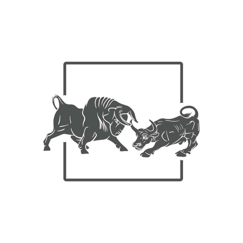 bull and buffalo fight logo vector