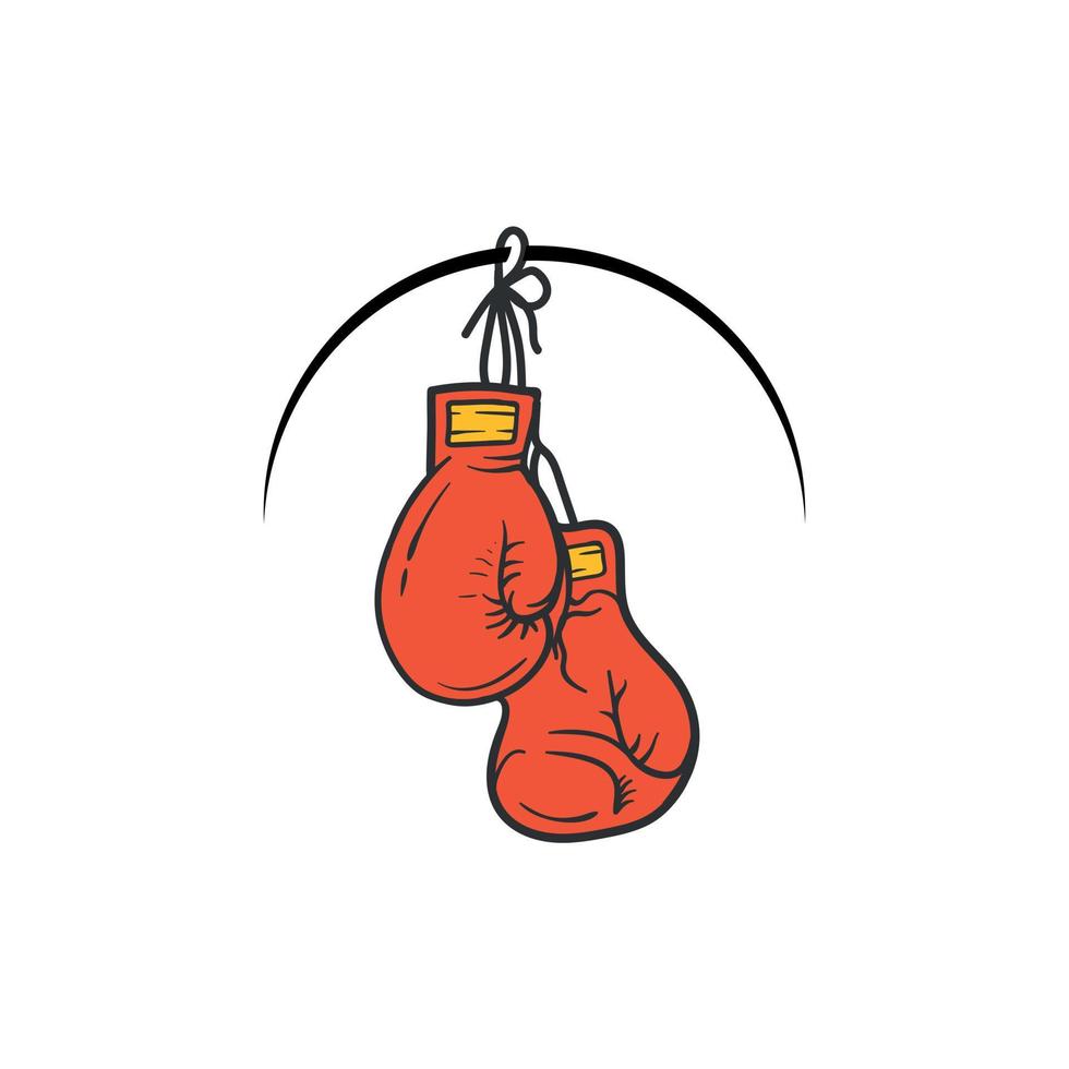 hanging boxer gloves logo vector