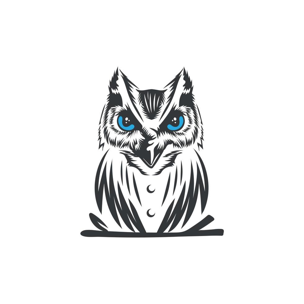 owl logo standing with a piercing gaze vector