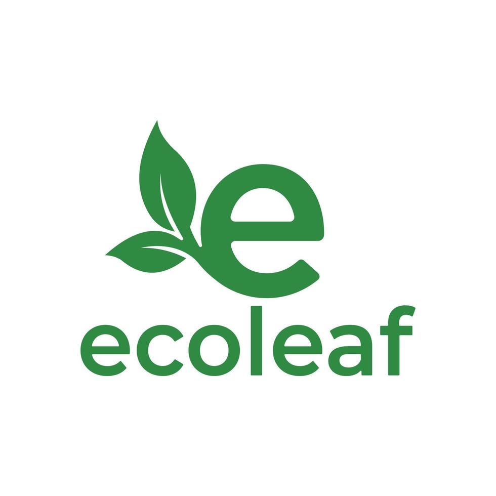 el logo de la letra e está cubierto de plantas u hojas vector
