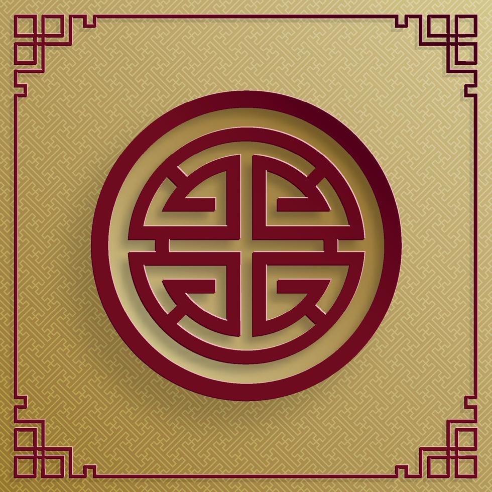 Chinese frame with oriental Asian elements on color background vector