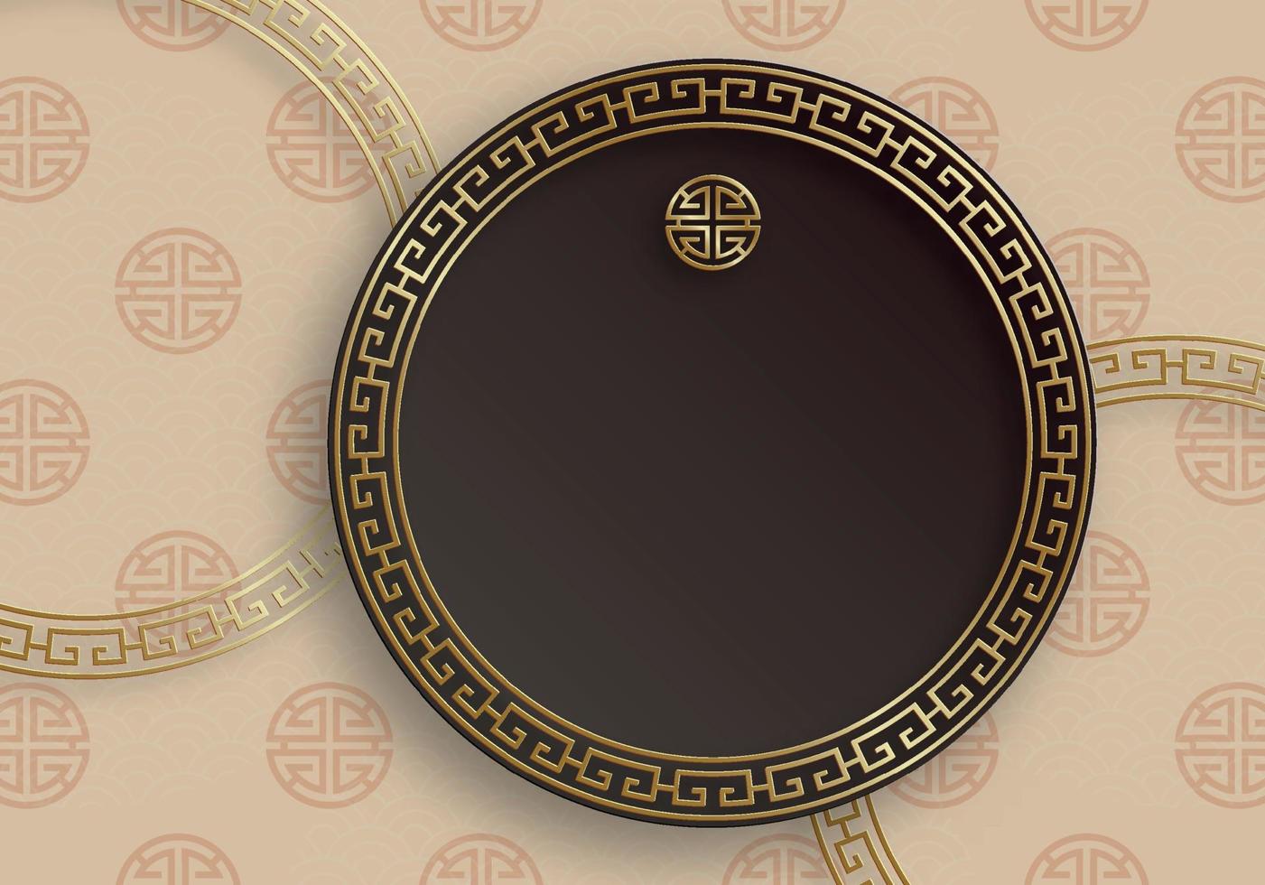 Chinese frame with oriental Asian elements on color background vector