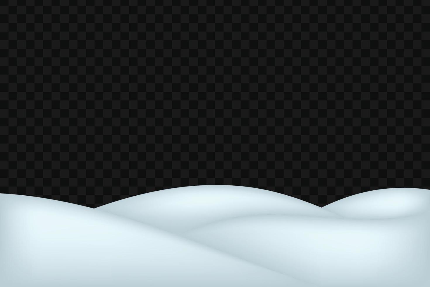 Snow landscape isolated on dark transparent background. vector