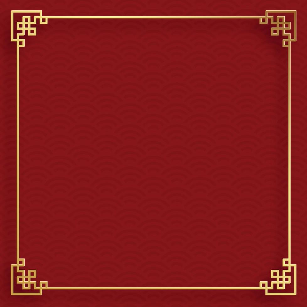 Chinese frame with oriental Asian elements on color background vector