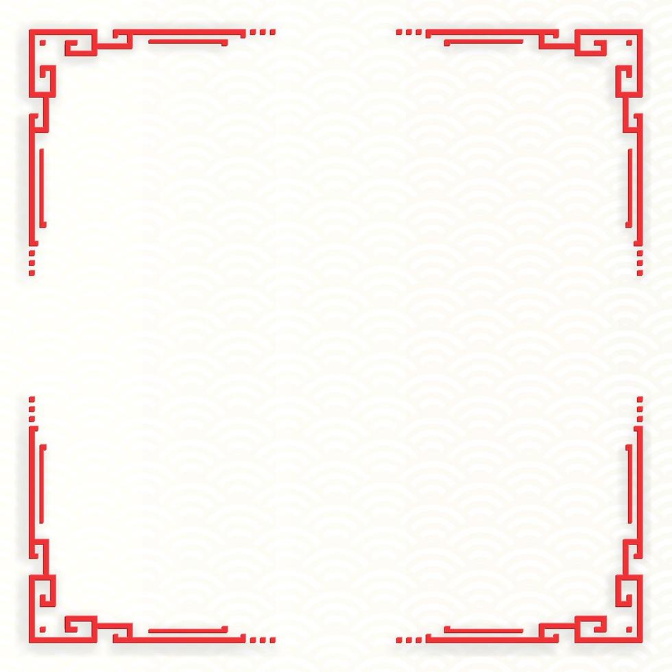Chinese frame with oriental Asian elements on color background vector