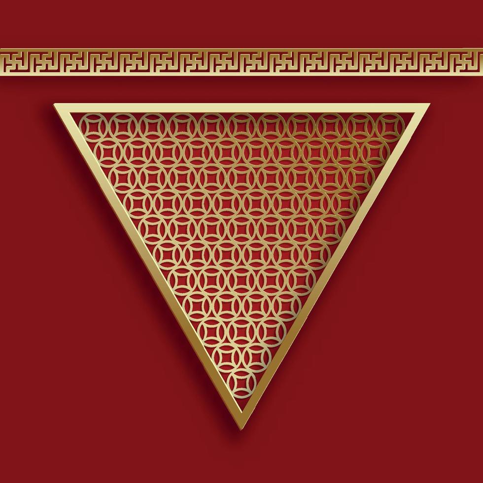 Chinese frame with oriental Asian elements on color background vector