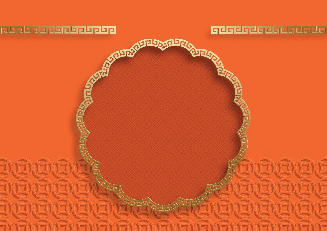 Chinese frame with oriental Asian elements on color background vector