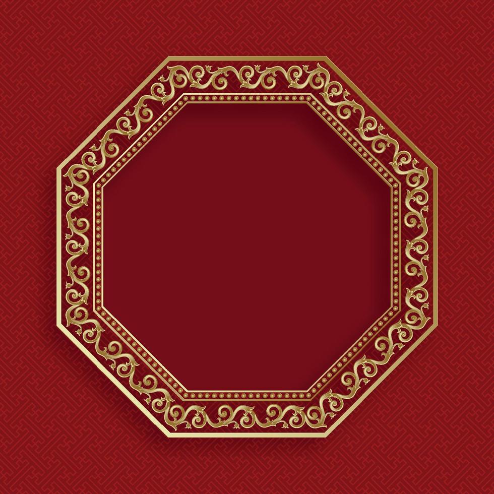 Chinese frame with oriental Asian elements on color background vector