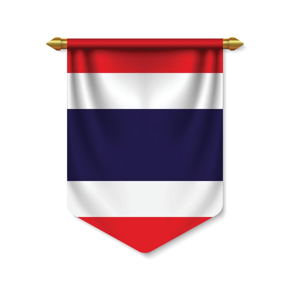 3d realistic pennant with flagn vector