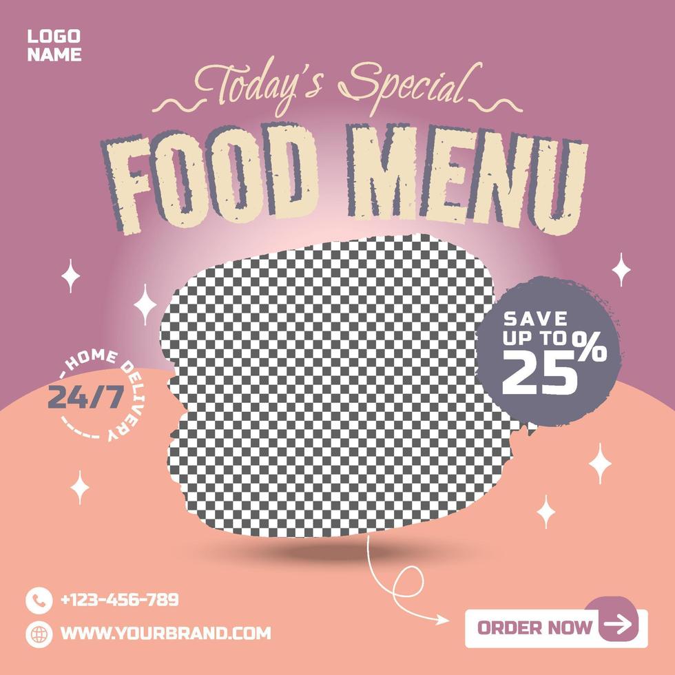 menú de comida promoción de restaurante publicación en redes sociales vector de plantilla de banner de facebook premium de instagram