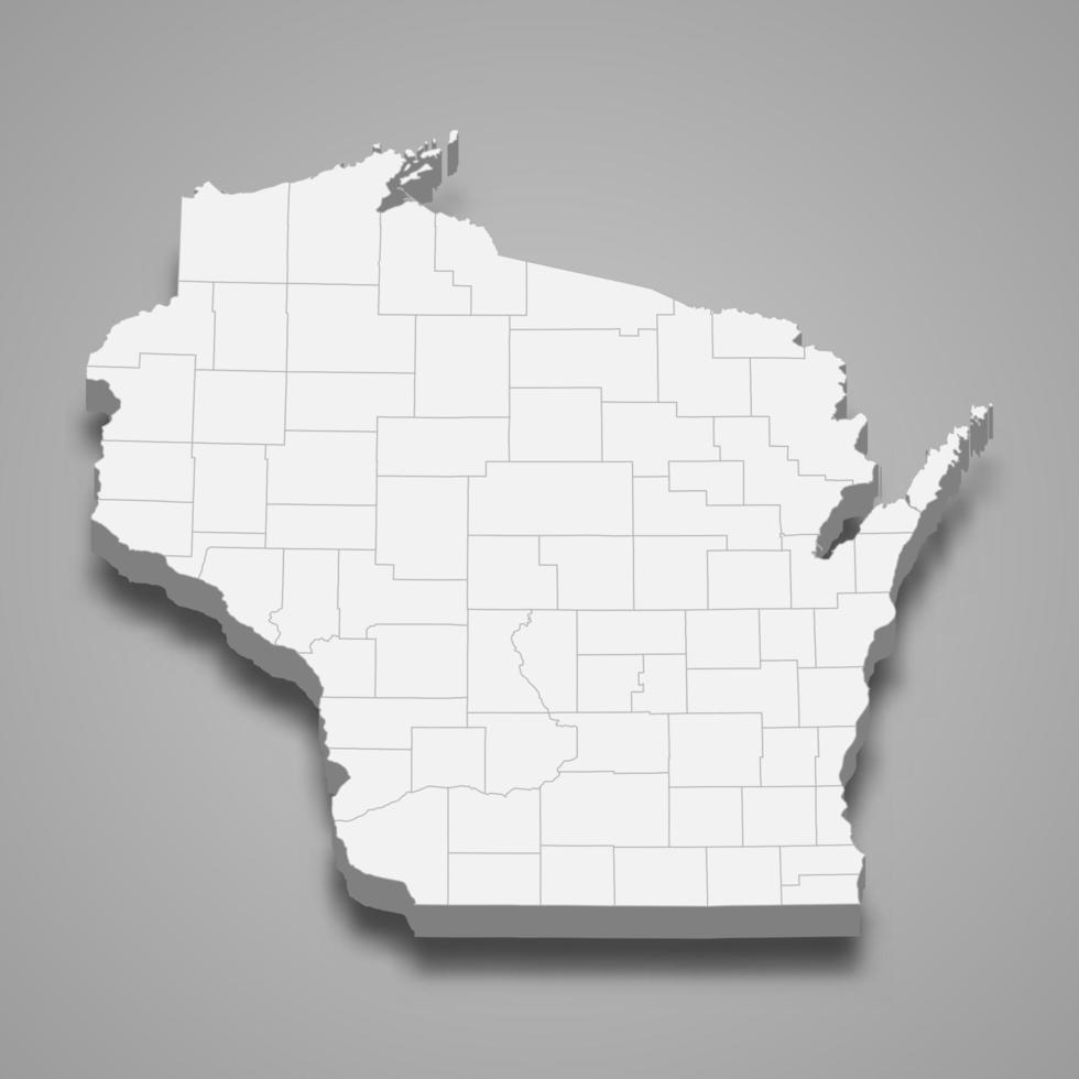 3d map state of United States vector