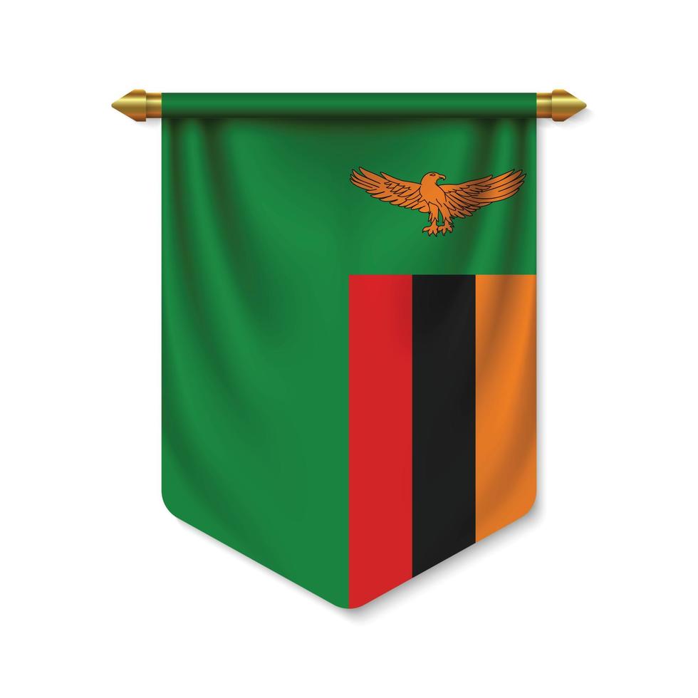 3d realistic pennant with flag vector