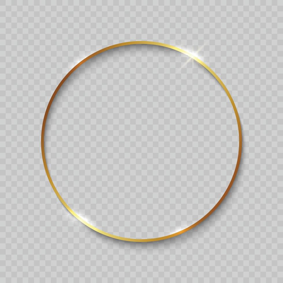 Gold frame with shiny borders vector