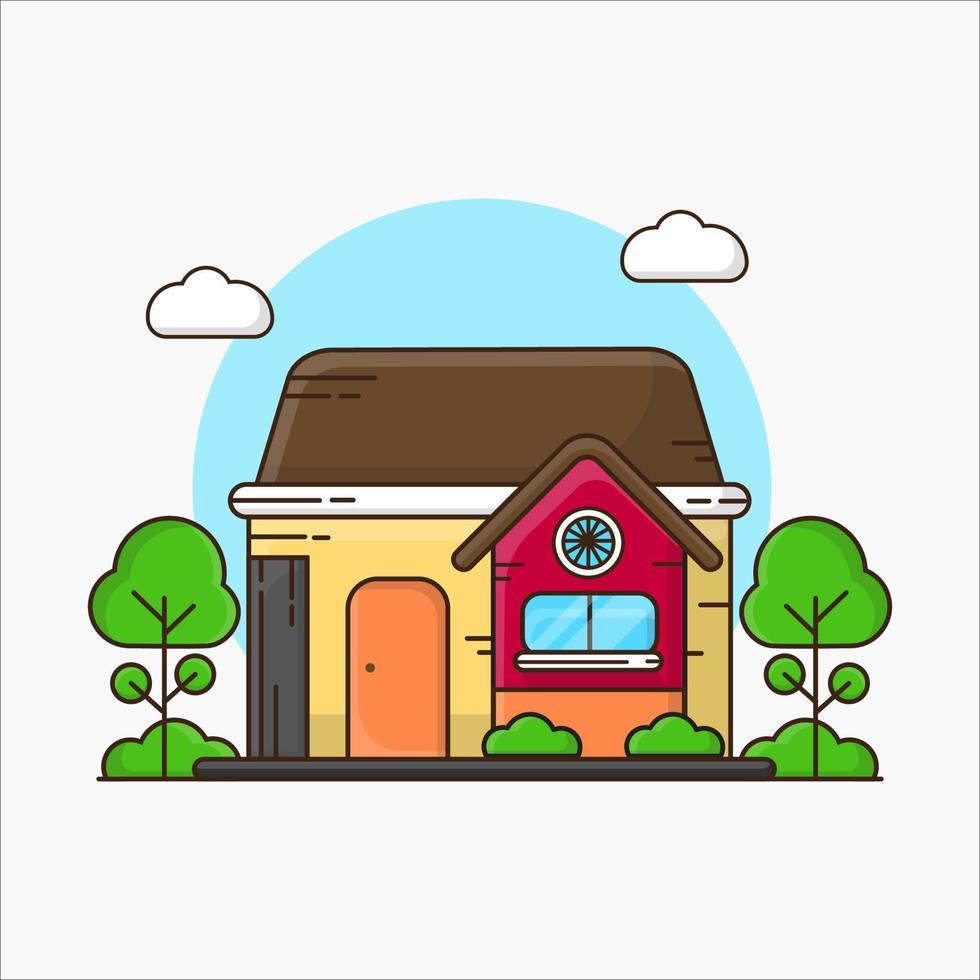 Minimalist House Building Vector Icon Illustration.