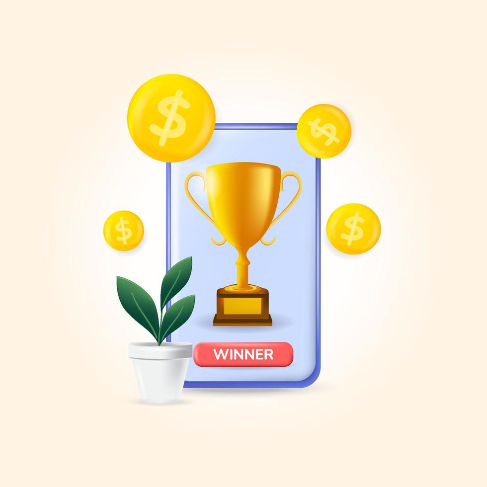 Winner prize with realistic design illustration 3d vector