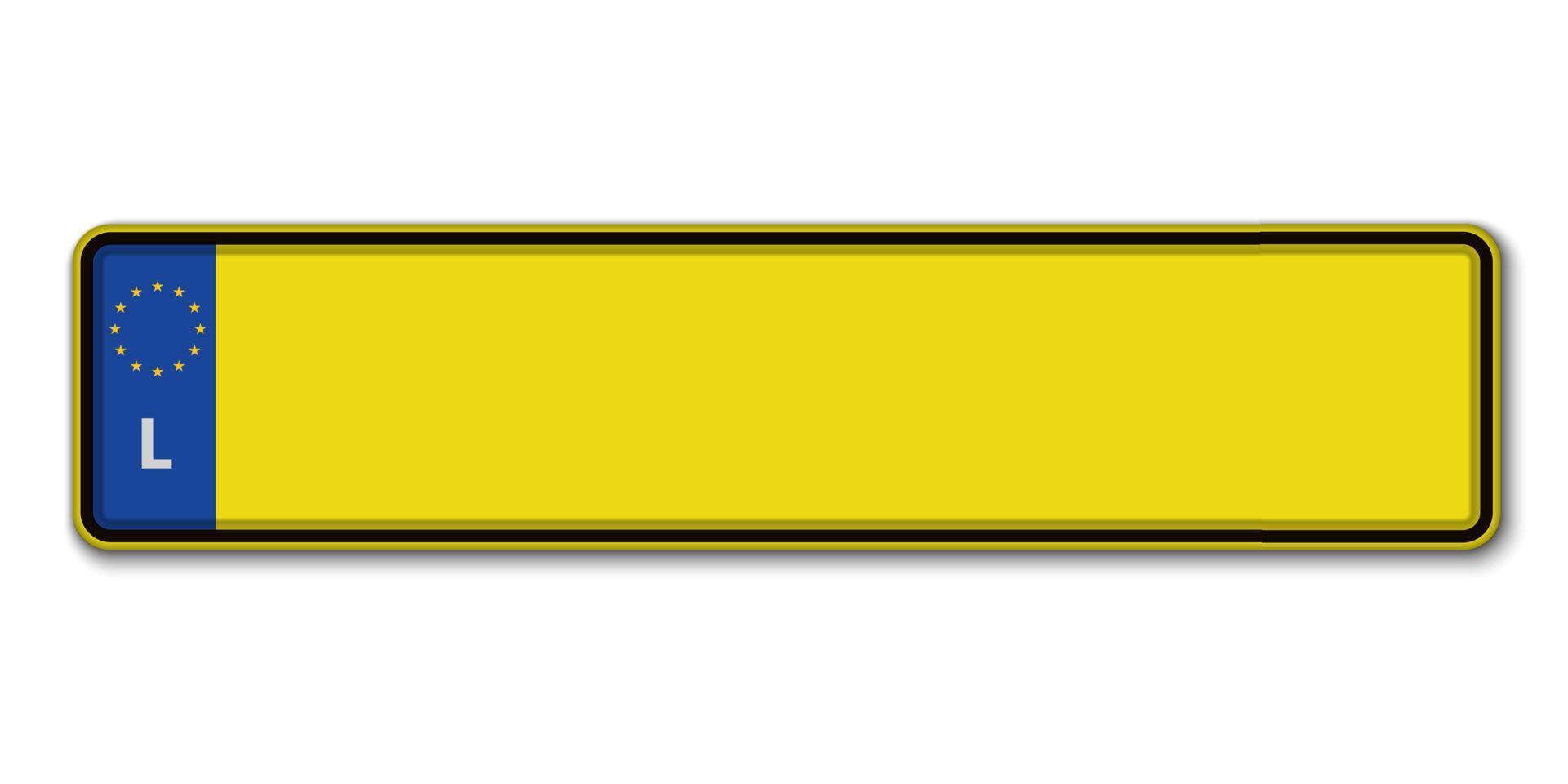 Car number plate vector