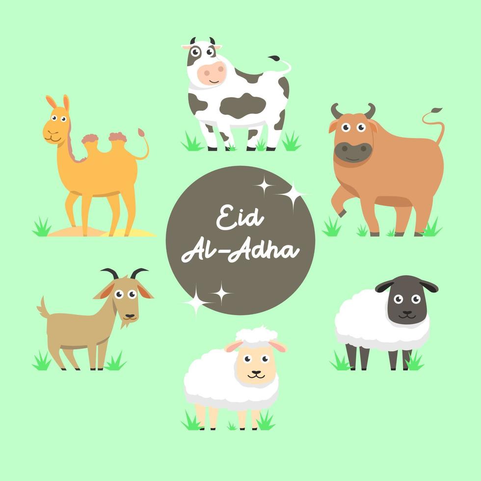 conjunto de ilustración de animales de eid al adha vector