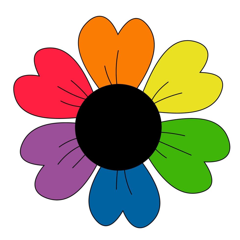 flor lgbt con pétalos de arco iris. vector