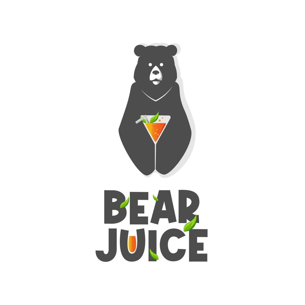 Bear illustration logo with juice vector
