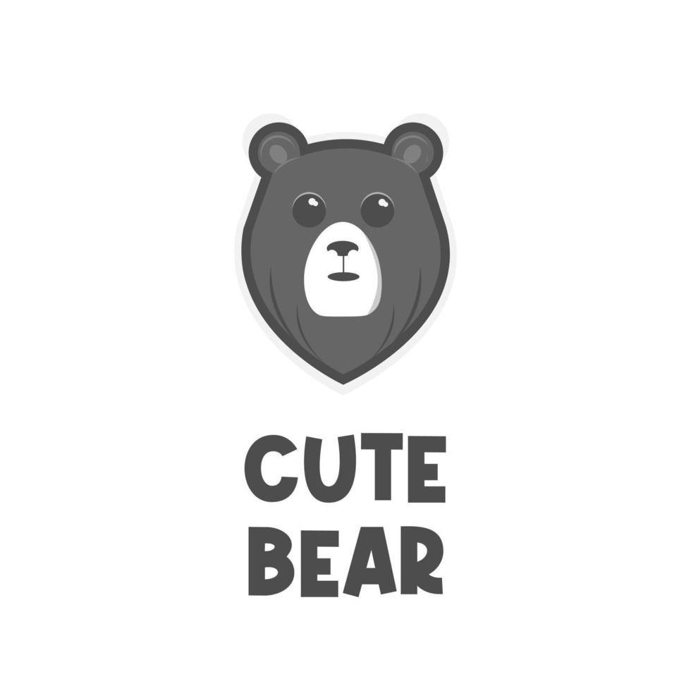 Cute bear head illustration logo vector