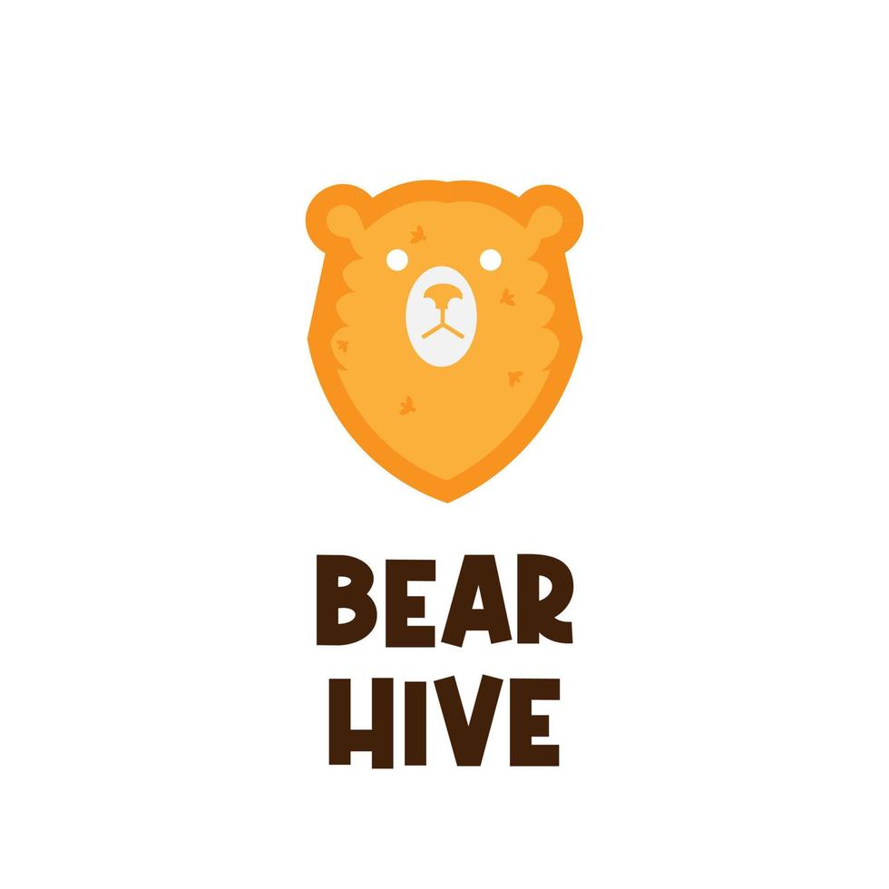 Logo illustration of a yellow bear's head that forms a beehive vector