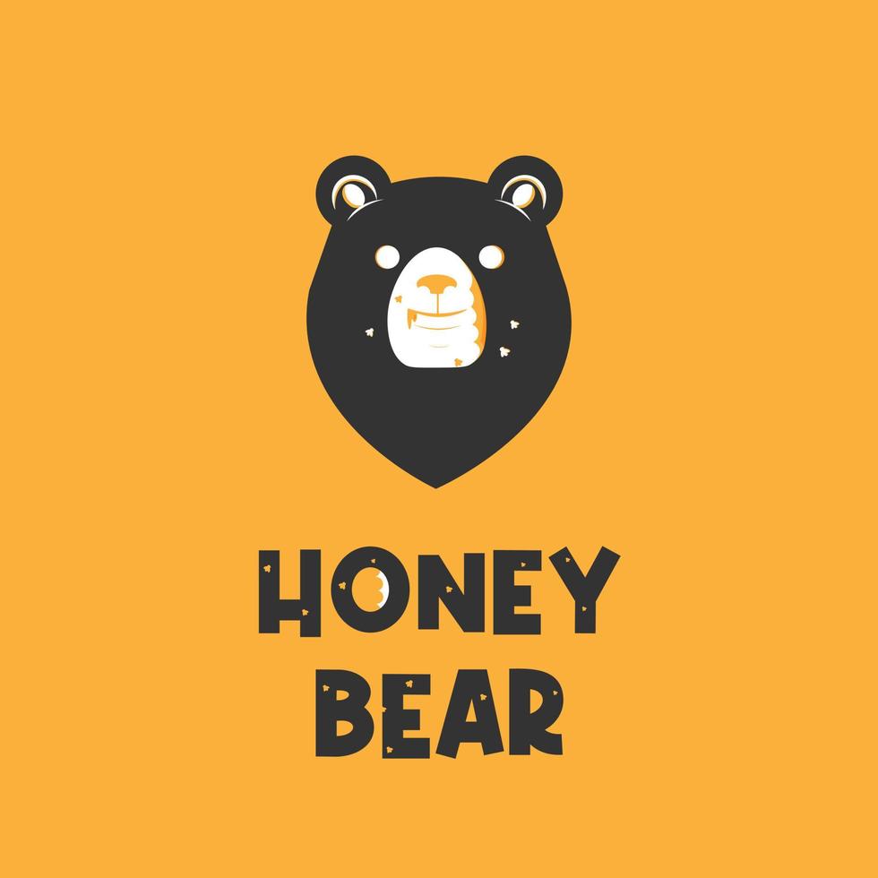 Honey bear illustration logo with beehive vector