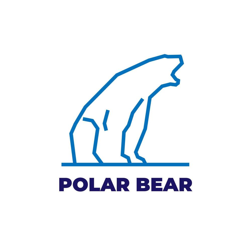 Monoline bold polar bear logo vector