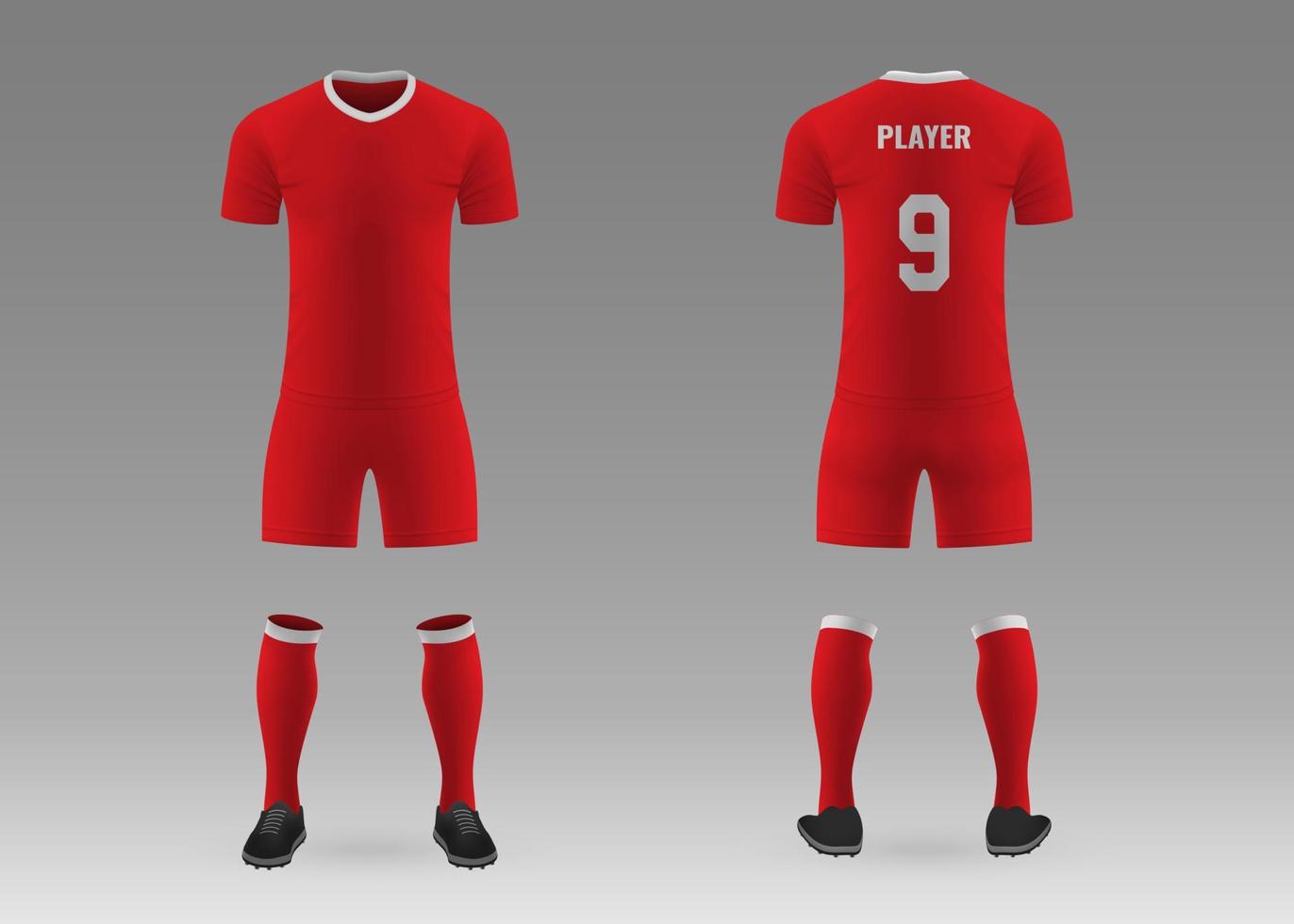 kit de fútbol de plantilla realista 3d vector