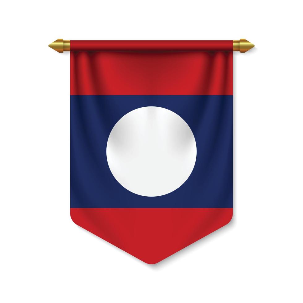 3d realistic pennant with flagn vector