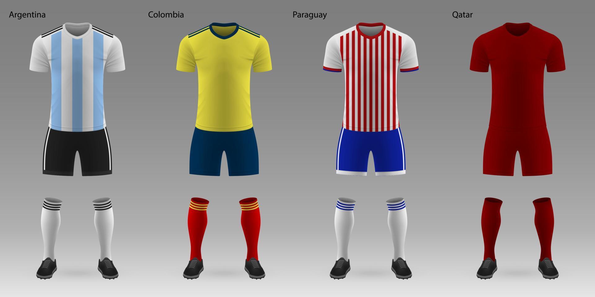 conjunto de kits de fútbol realistas vector