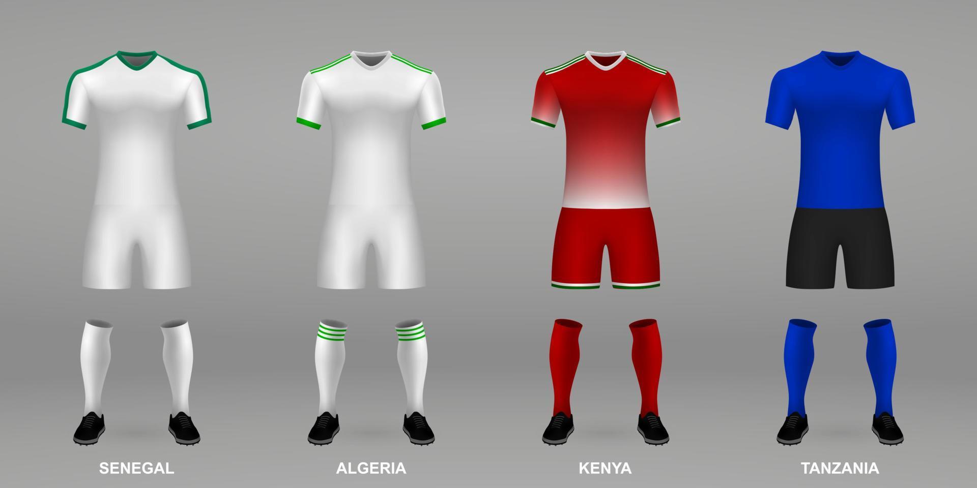 conjunto de kits de fútbol realistas, vector