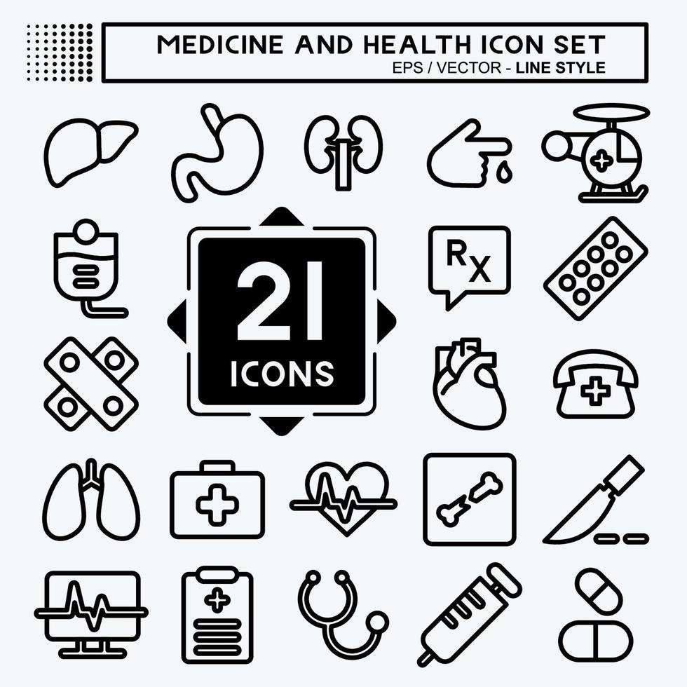 conjunto de iconos de medicina y salud. adecuado para el símbolo de la educación. estilo de línea diseño simple editable. vector de plantilla de diseño. ilustración sencilla