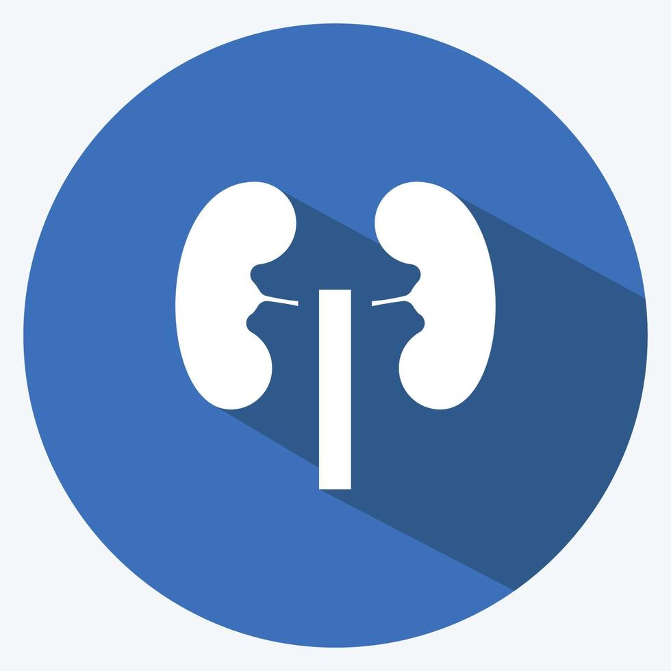 Icon Kidney. suitable for education symbol. long shadow style. simple design editable. design template vector. simple illustration vector