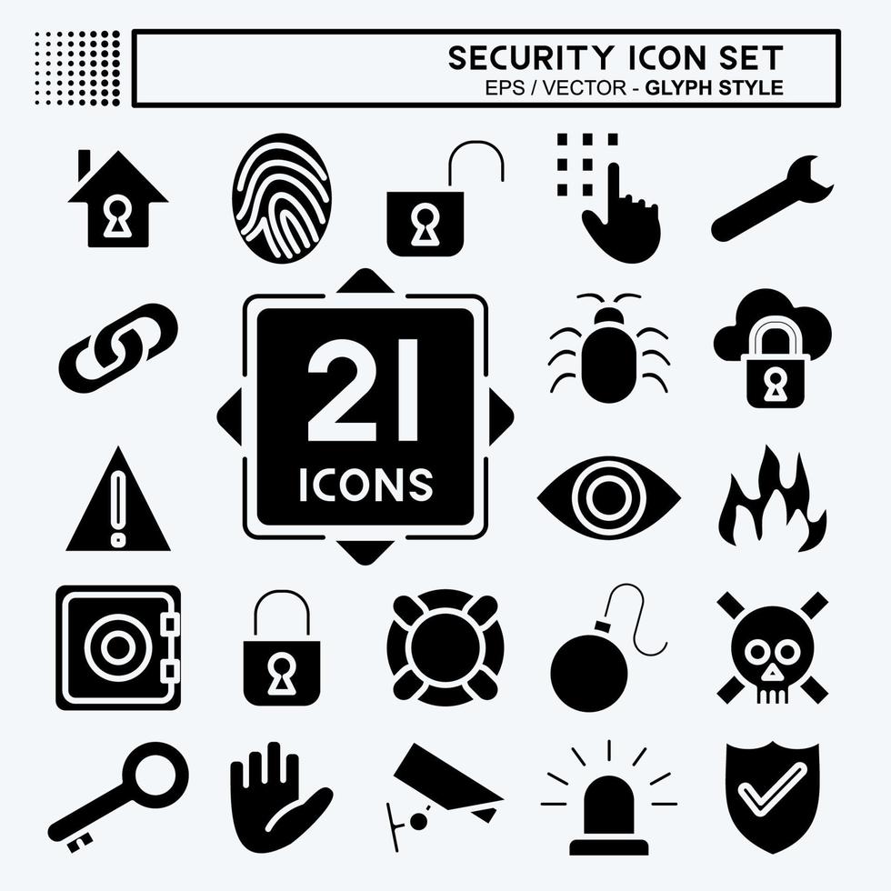 Icon Set Security. suitable for education symbol. glyph style. simple design editable. design template vector. simple illustration vector