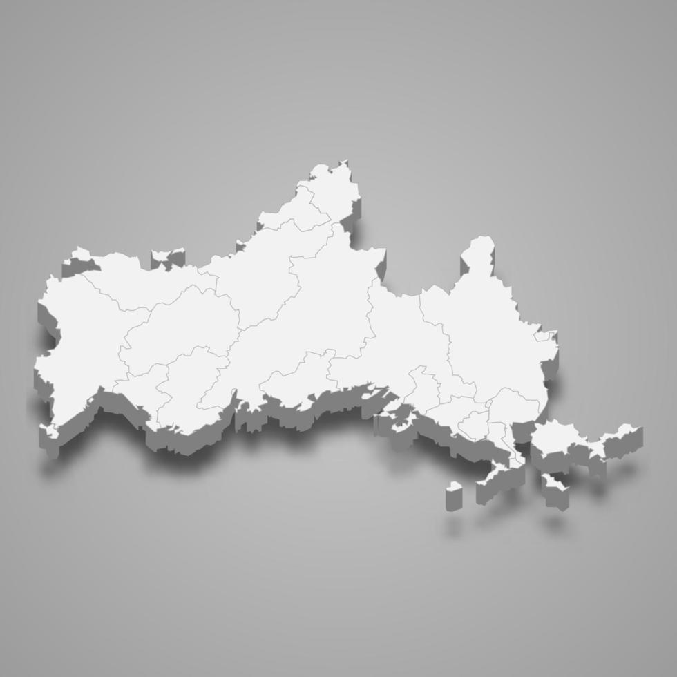 3d map prefecture of Japan Template for your design vector