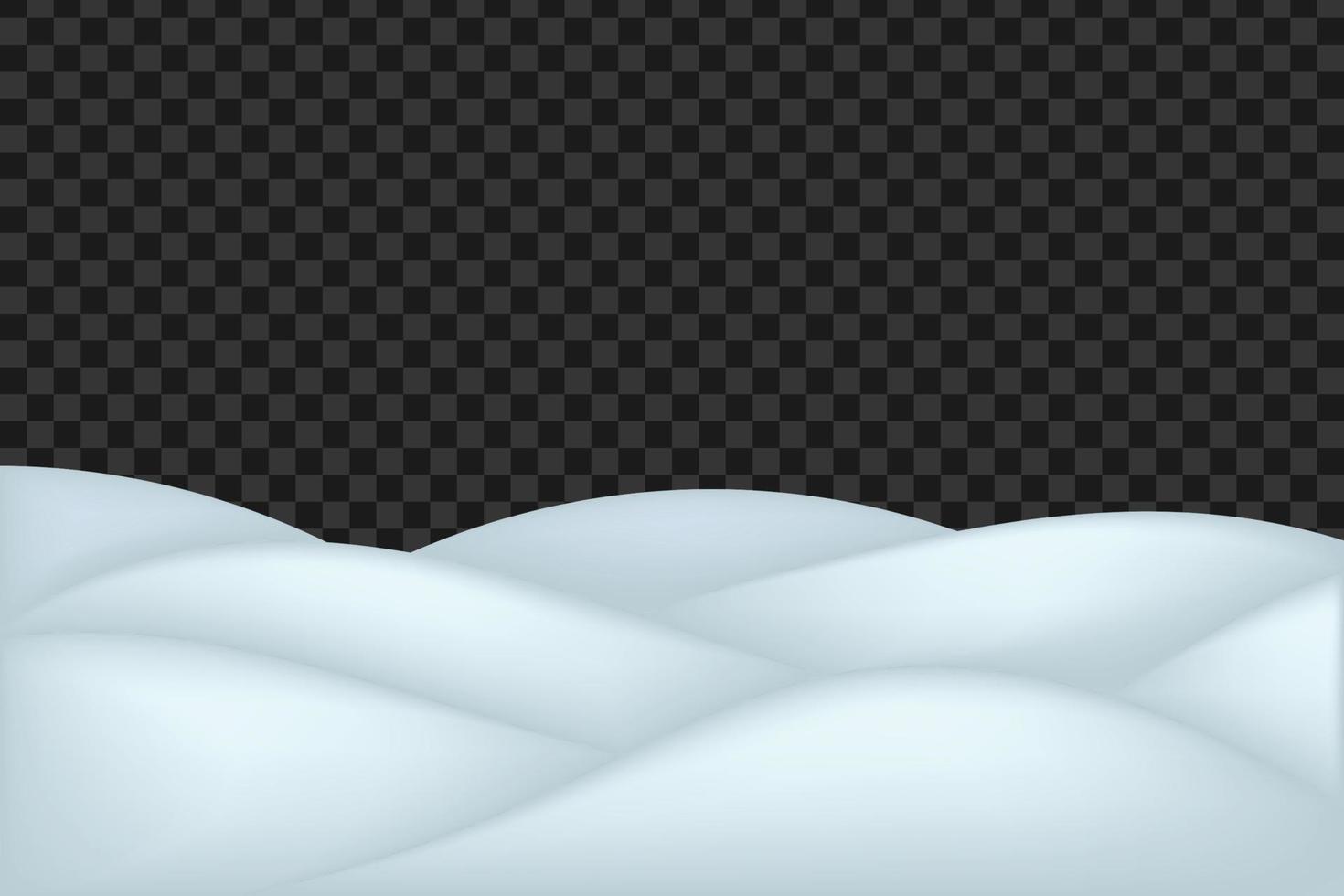 Snow landscape isolated on dark transparent background. vector