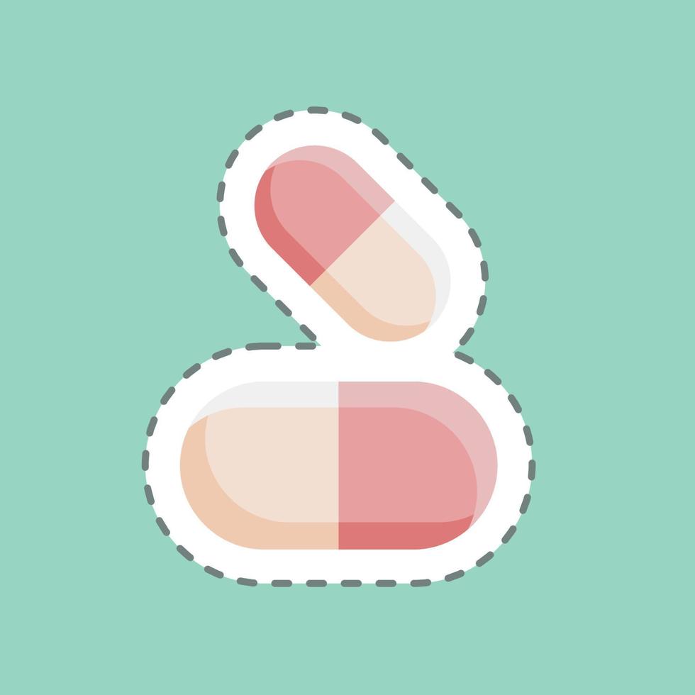 Sticker line cut Pills. suitable for education symbol. simple design editable. design template vector. simple illustration vector